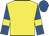 Yellow, royal blue sleeves, yellow armlets, royal blue cap