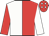 Red & white halved, red cap, white diamonds