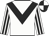 White, black chevron, striped sleeves, quartered cap