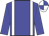 Blue body, white braces, blue arms, white cap, blue quartered