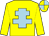 Yellow,light blue cross of lorraine, quartered cap