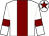 White, maroon stripe, white arms, maroon armlets, white cap, maroon star