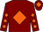 Maroon, orange diamond, diamonds on sleeves, maroon cap, orange diamond