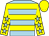 LIGHT BLUE, YELLOW hoops, YELLOW sleeves, LIGHT BLUE stars, YELLOW cap