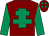 Maroon, emerald green cross of lorraine & sleeves, emerald green spots on cap