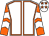 White, orange seams, orange and white chevrons on sleeves, white cap, orange stars