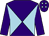 Purple and light blue diabolo, purple sleeves, purple cap, light blue diamonds
