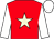 Red, beige star, white sleeves and cap