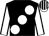 Black, large white spots, white sleeves, black seams, white & black striped cap