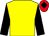 Yellow, black sleeves, red cap, black diamond