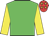 Lime green, yellow sleeves, red cap, yellow stars