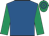 Royal blue, emerald green sleeves, hooped cap
