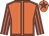 Orange body, garnet seams, garnet arms, orange striped, orange cap, garnet star