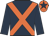 Dark blue, orange cross sashes, orange cap, dark blue star