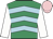 Emerald green, light blue chevrons, white sleeves, pink cap Emerald green, light blue chevrons, white sleeves, pink cap