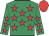 emerald green, red stars, red cap emerald green, red stars, red cap