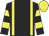 Black, yellow braces, hooped sleeves, yellow cap Black, yellow braces, hooped sleeves, yellow cap