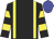 BLACK, yellow braces, hooped sleeves, blue cap BLACK, yellow braces, hooped sleeves, blue cap