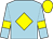 Light blue body, yellow diamond, light blue arms, yellow armlets, yellow cap