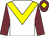 White body, yellow chevron, garnet arms, garnet cap, yellow diamond