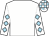 White body, white arms, soft blue diamonds, white cap, soft blue check