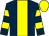Dark blue, yellow stripe, hooped sleeves, yellow cap Dark blue, yellow stripe, hooped sleeves, yellow cap