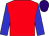 red, blue sleeves, purple cap