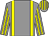 Grey, yellow braces, stripes sleeves and cap Grey, yellow braces, stripes sleeves and cap