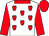 White, red hearts, red collar, sleeves and cap White, red hearts, red collar, sleeves and cap
