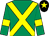 Emerald green, yellow cross sashes, yellow armlet, black cap, yellow star