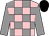 Pink & grey check, grey sleeves, black cap