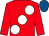 Red, large white spots, royal blue cap