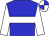 Big-blue body, white hoop, white arms, white cap, big-blue quartered