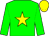 Big-green body, yellow star, big-green arms, yellow cap