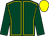 Dark green, yellow seams, dark green sleeves, yellow cap