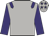 Light grey, purple epaulets, purple sleeves, light grey cap, purple stars