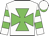 White, green maltese cross, hooped sleeves, white cap, green peak White, green maltese cross, hooped sleeves, white cap, green peak