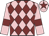 Pink and maroon diamonds, pink sleeves, maroon armlets and star on cap