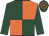 Dark green and orange (quartered), dark green sleeves, hooped cap