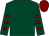 Dark green, maroon spots on sleeves, maroon cap