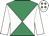 White & emerald green diabolo, white sleeves, emerald green diamonds on cap