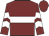 Maroon, white hoop, white chevrons on sleeves, maroon cap