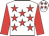 White, red stars, red sleeves, red stars on cap