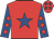 Red, royal blue star, royal blue sleeves, red diamonds, red cap, royal blue stars
