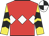 Red, white triple diamond, yellow sleeves, black chevrons, black & white quartered cap