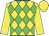 Yellow, lime green diamonds, yellow sleeves and cap Yellow, lime green diamonds, yellow sleeves and cap