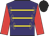 Purple body, gold braids, red arms, black cap