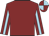 maroon, light blue stripe on sleeves, quartered cap