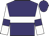 Purple body, white hoop, white arms, purple armlets, purple cap