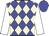 Big-blue body, beige diamonds, white arms, big-blue cap